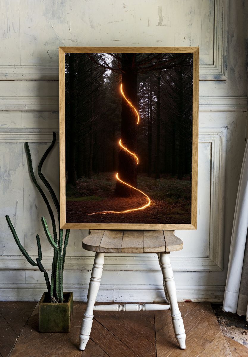 Glowing Forest Spiral Poster. room preview