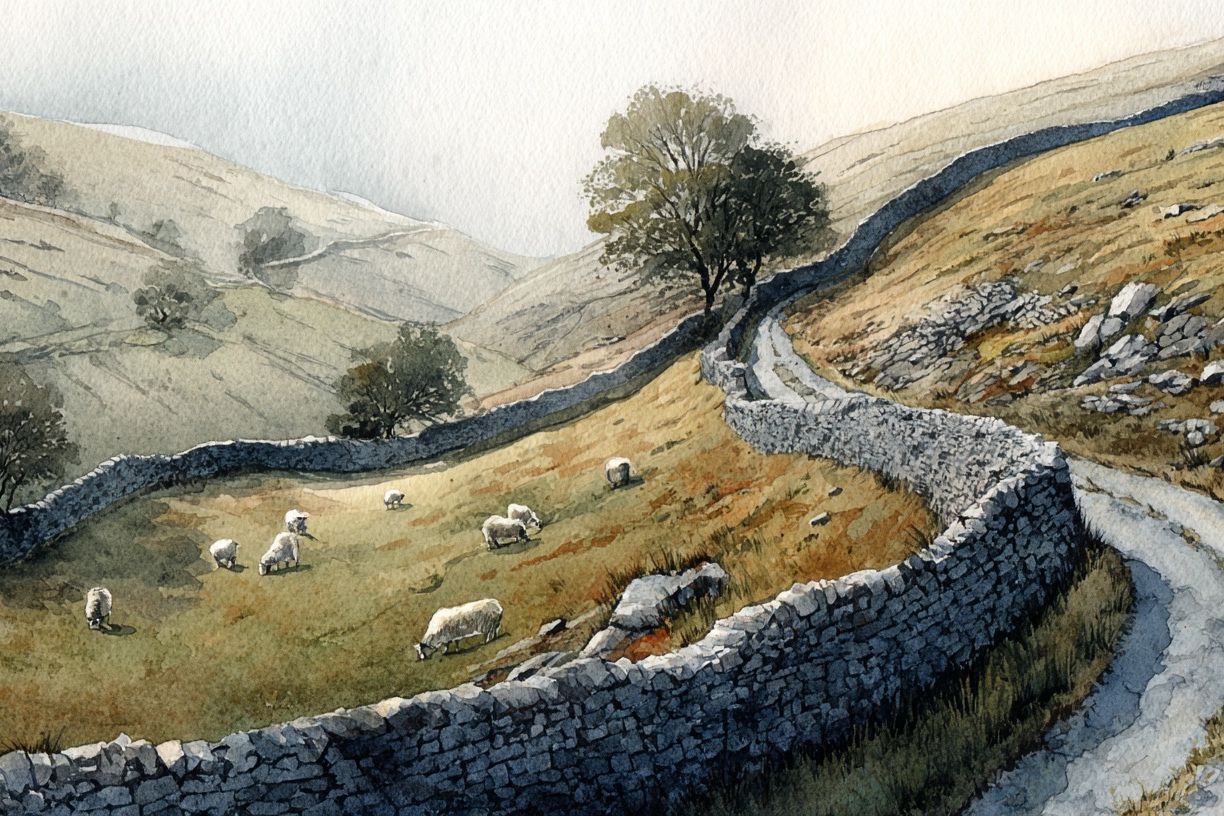 Sheepfold Hills Watercolor Poster. poster — nature art