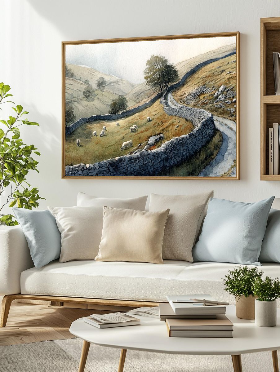 Sheepfold Hills Watercolor Poster. — room view 2
