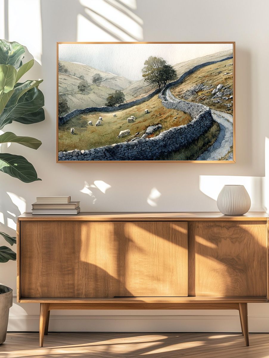 Sheepfold Hills Watercolor Poster. — room view 3