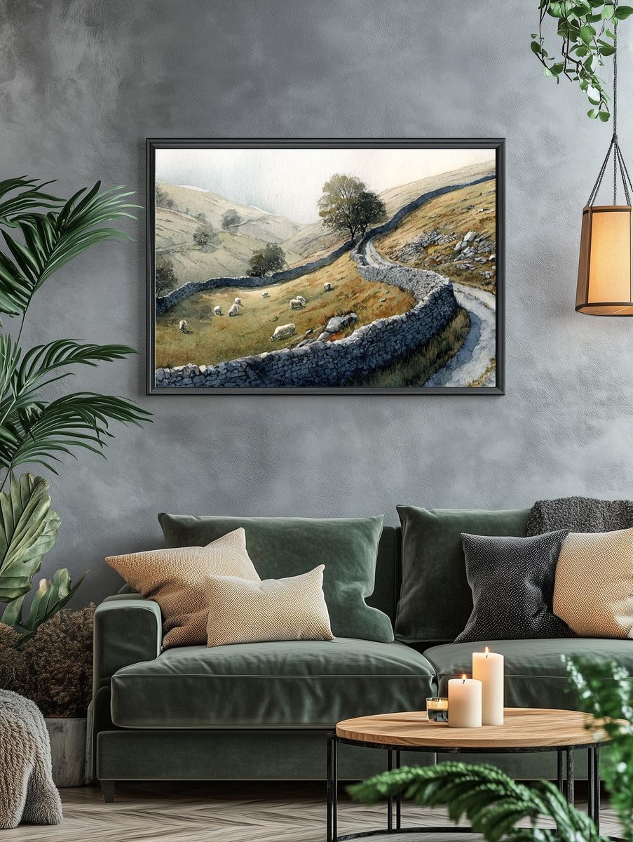 Sheepfold Hills Watercolor Poster. — room view 4