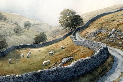 Sheepfold Hills Watercolor Poster