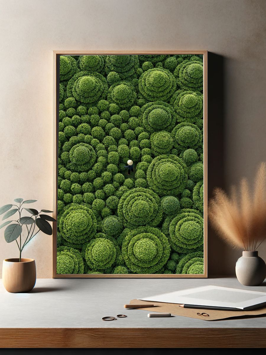 Topiary Garden Aerial Print. — room view 2