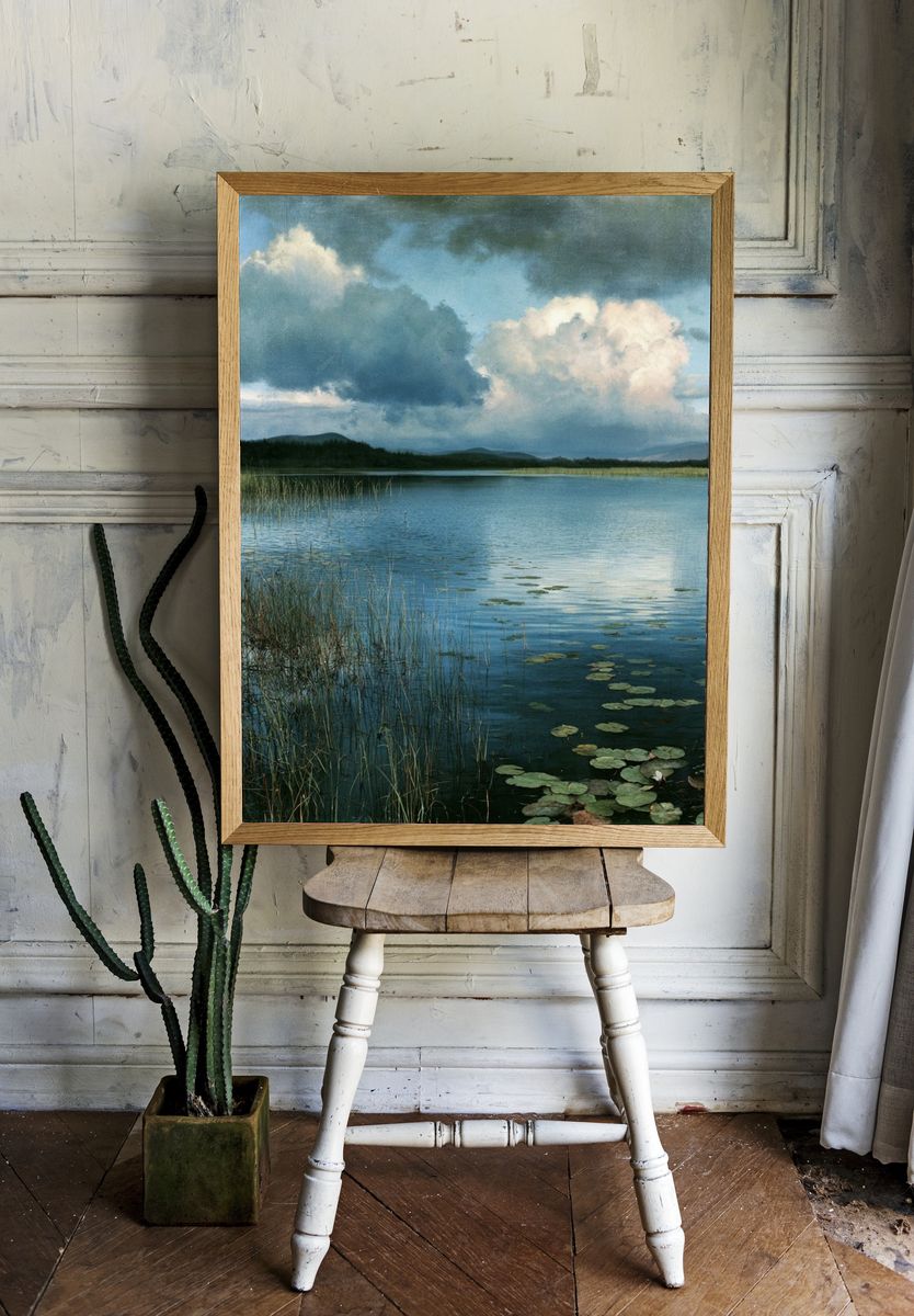 Serene Lake Landscape Print. room preview