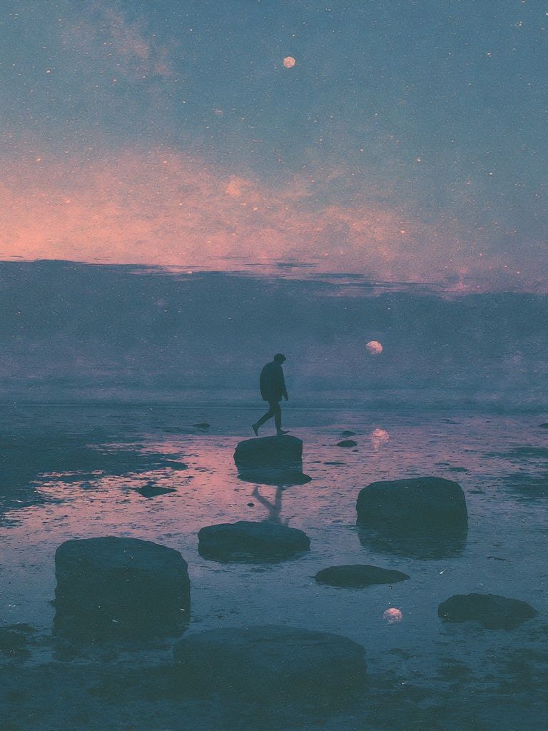 Dreamlike Seascape Silhouette Print. poster — nature art