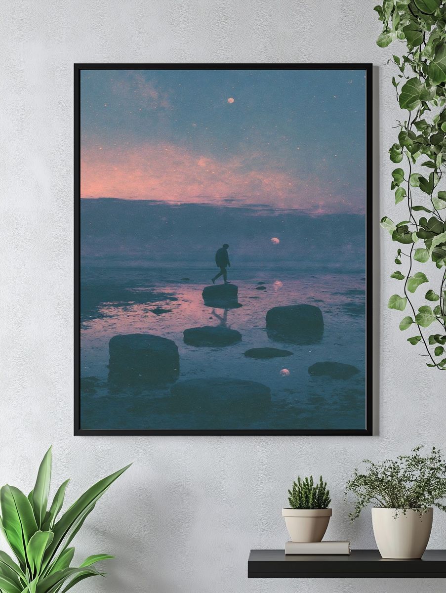 Dreamlike Seascape Silhouette Print. — room view 4