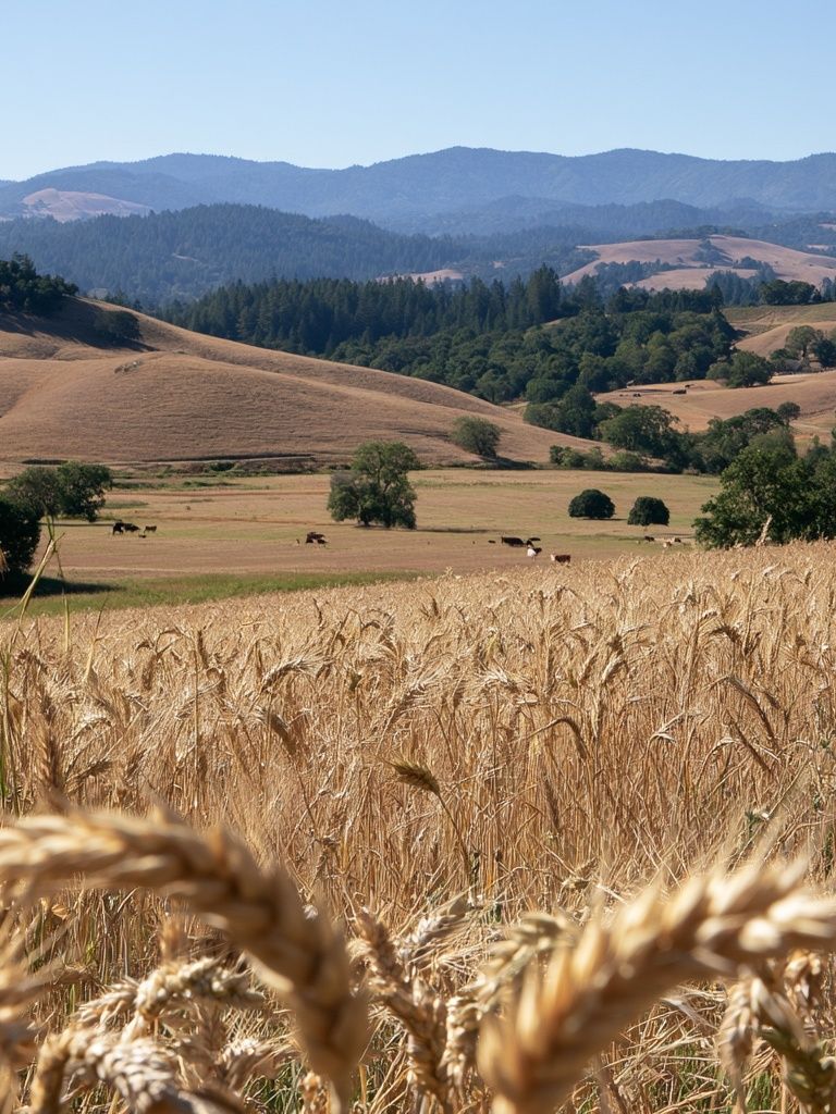 Golden Wheat Hills Landscape Print. poster — nature art