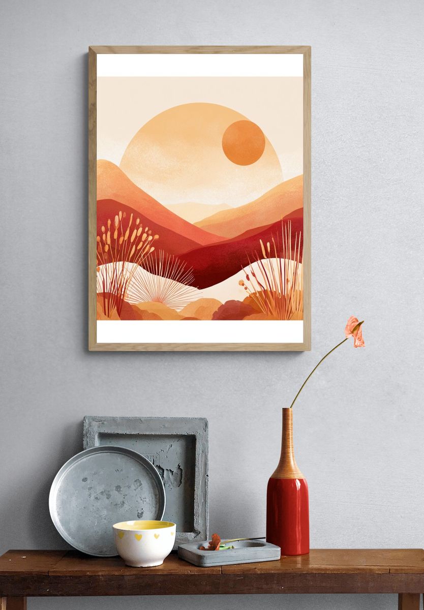 Sunset Desert Landscape Print. — room view 3