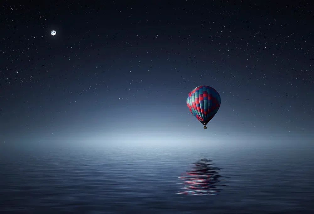 Moonlit Hot Air Balloon Print. poster detail