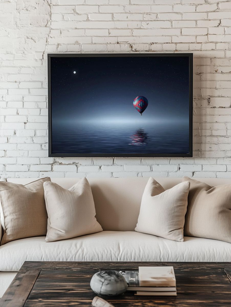 Moonlit Hot Air Balloon Print room preview