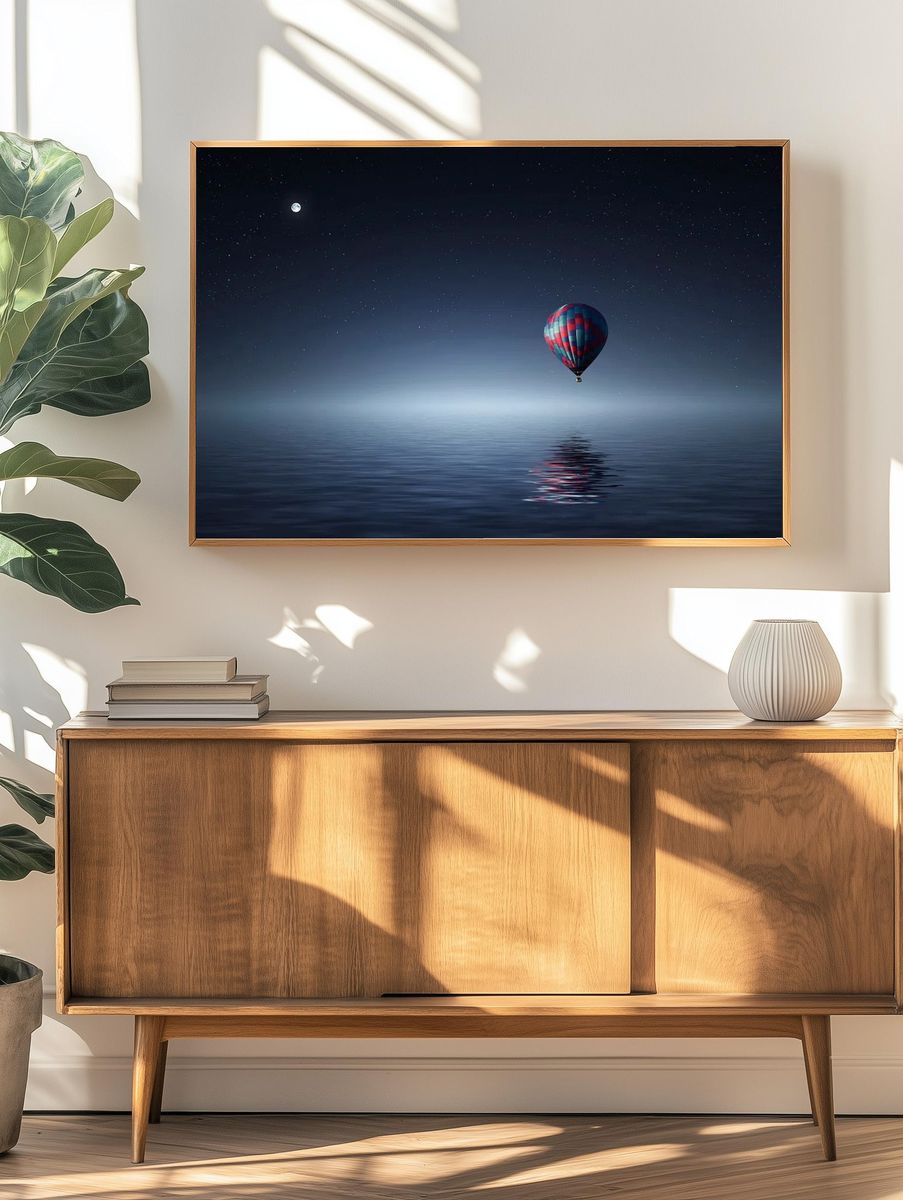 Moonlit Hot Air Balloon Print. — room view 3