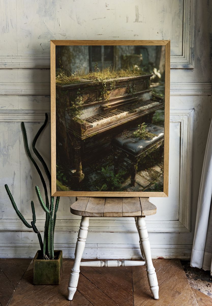 Overgrown Piano in Forest Print. — room view 1