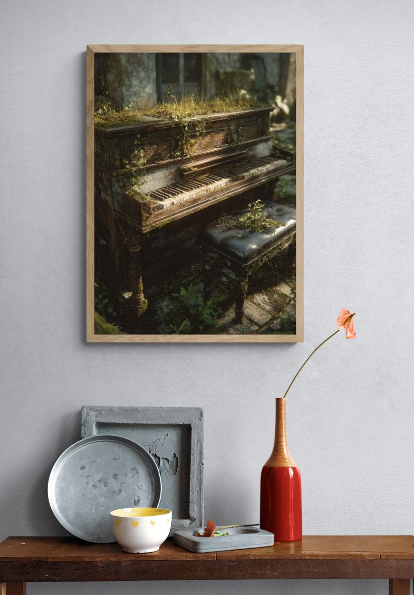 Overgrown Piano in Forest Print. — room view 3