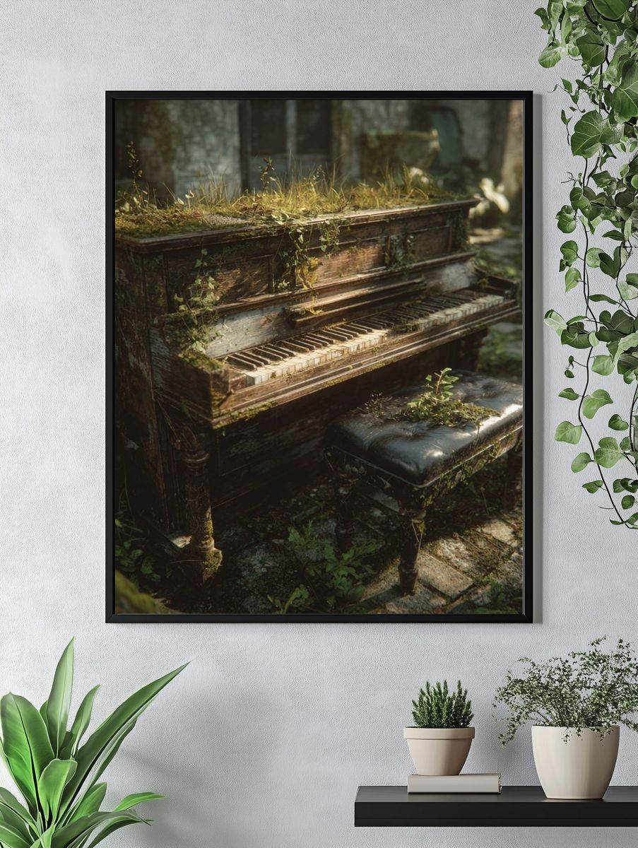 Overgrown Piano in Forest Print. — room view 4