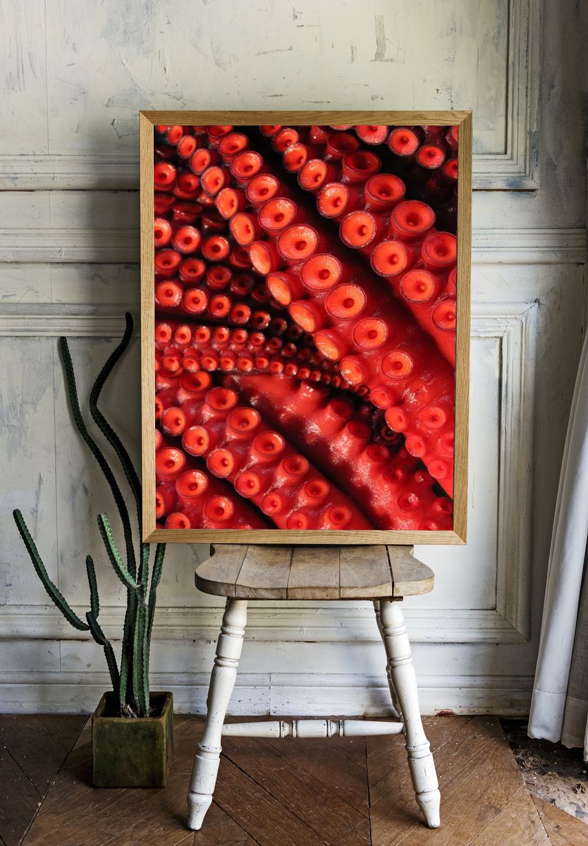Crimson Octopus Tentacles Print. — room view 1