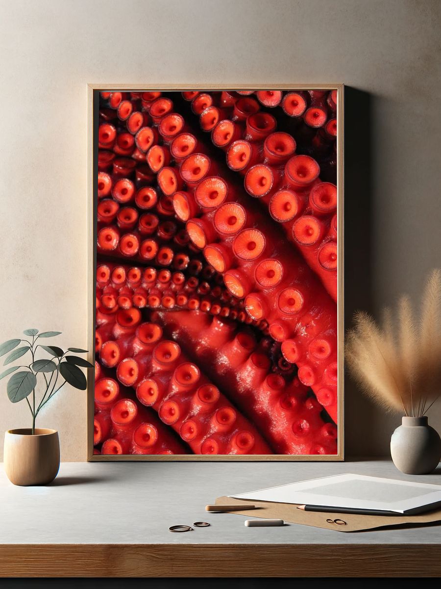Crimson Octopus Tentacles Print. — room view 2