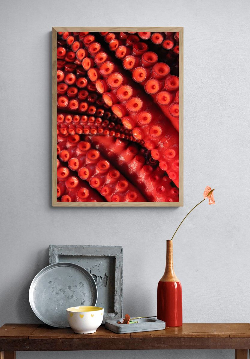 Crimson Octopus Tentacles Print. — room view 3