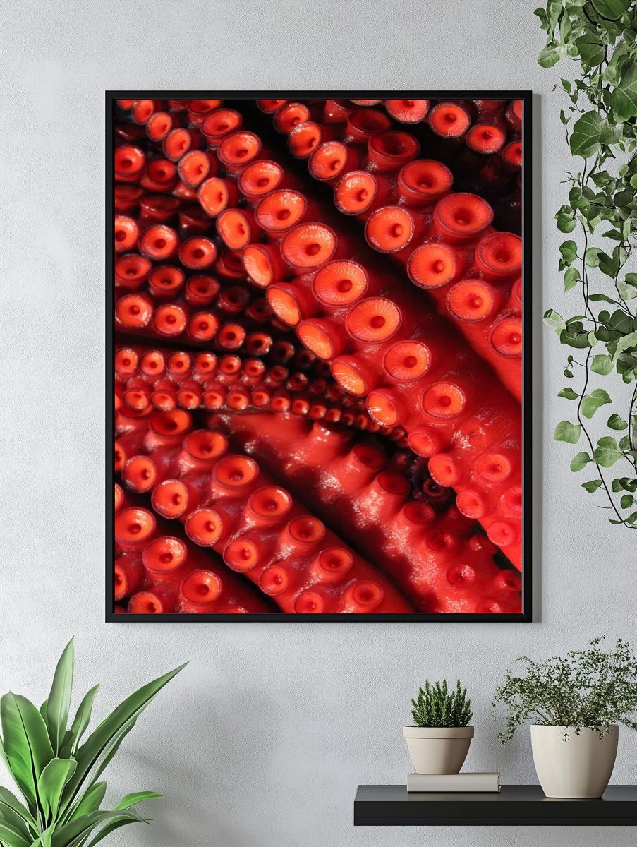 Crimson Octopus Tentacles Print. — room view 4