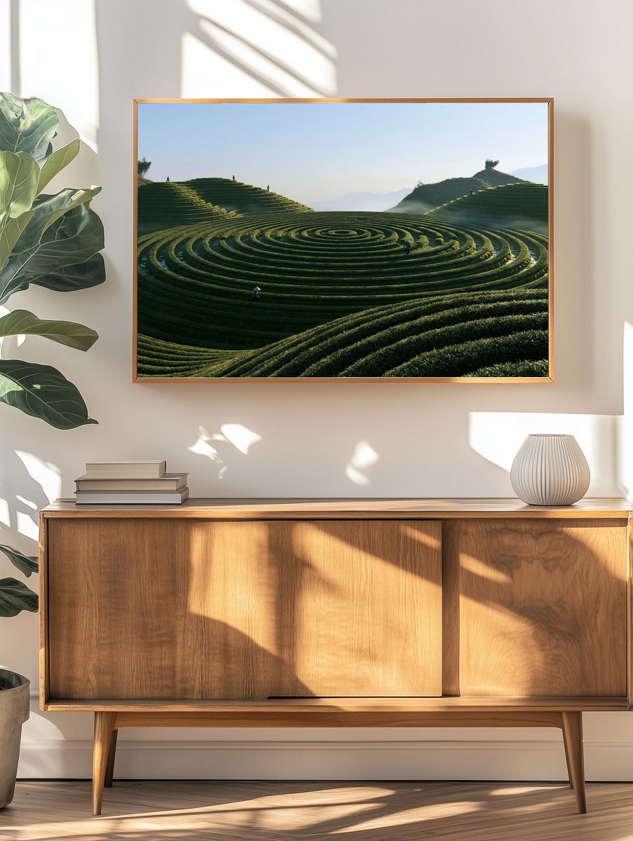 Terraced Tea Fields Landscape Print. — room view 3