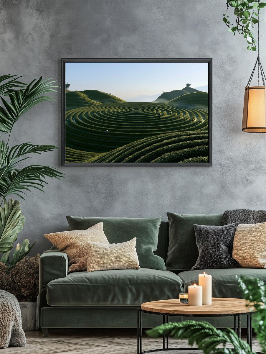 Terraced Tea Fields Landscape Print. — room view 4