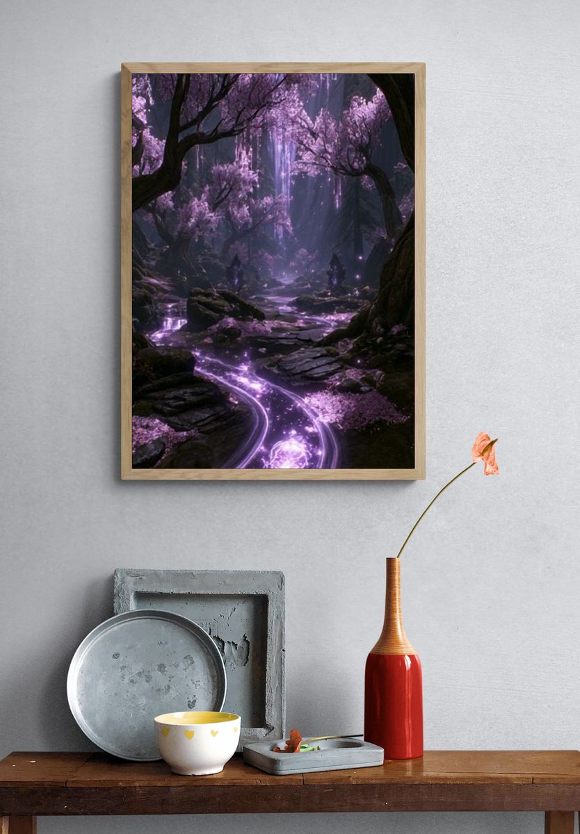 Enchanted Purple Forest Print. — room view 3