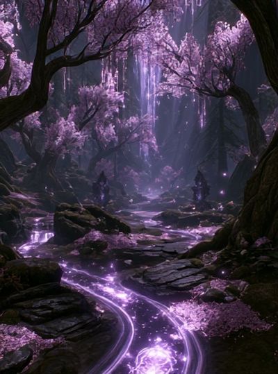 Enchanted Purple Forest Print. poster
