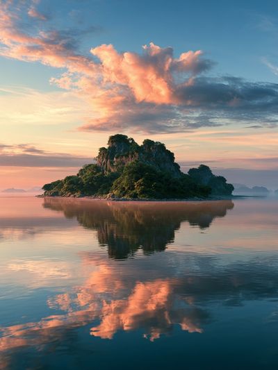 Tropical Island Sunset Print. poster