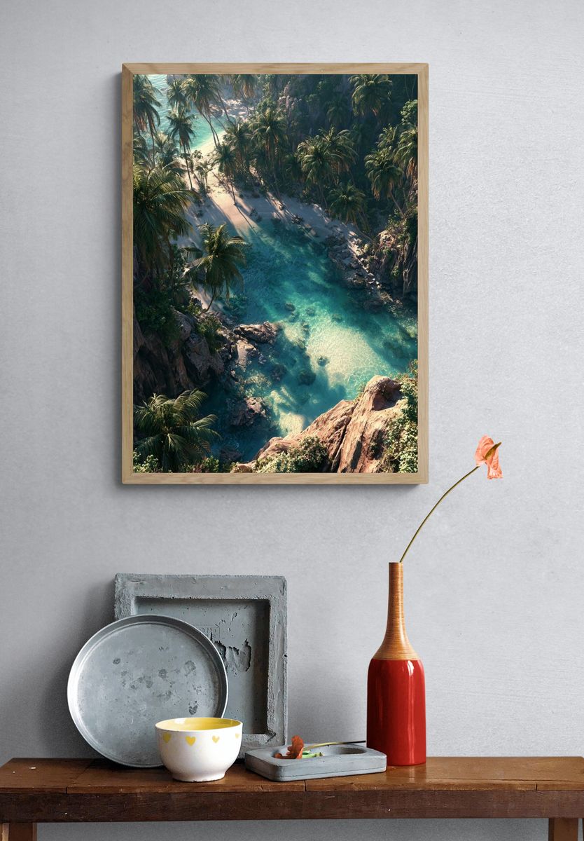 Tropical Lagoon Paradise Print. — room view 3