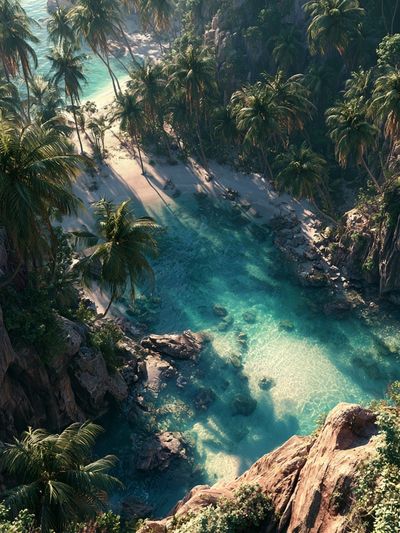 Tropical Lagoon Paradise Print. poster