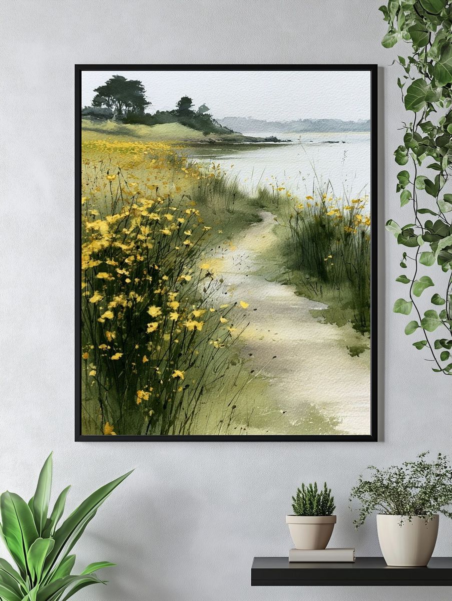 Wildflower Coastal Path Watercolor Print. — room view 4