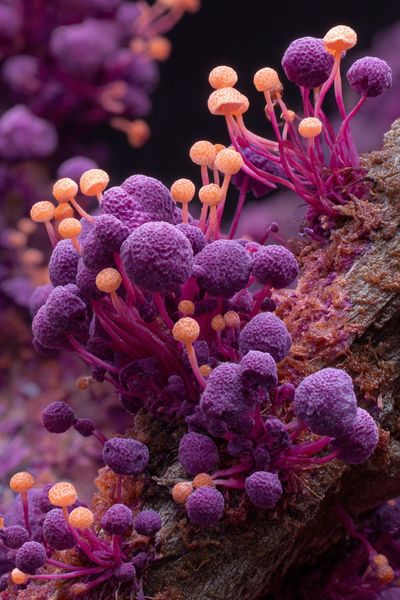 Violet Fungi Macro Photography Poster. poster
