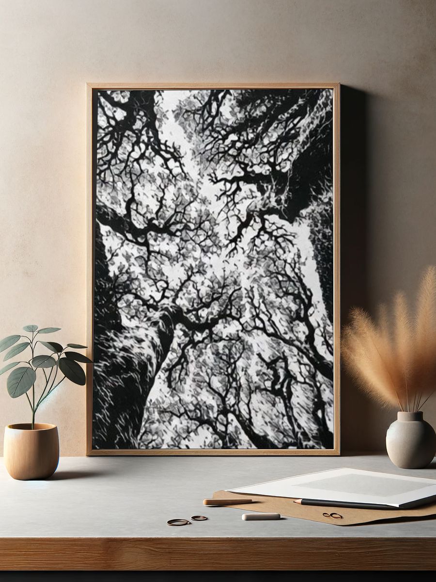 Canopy of Bare Trees Photography Poster. — room view 2