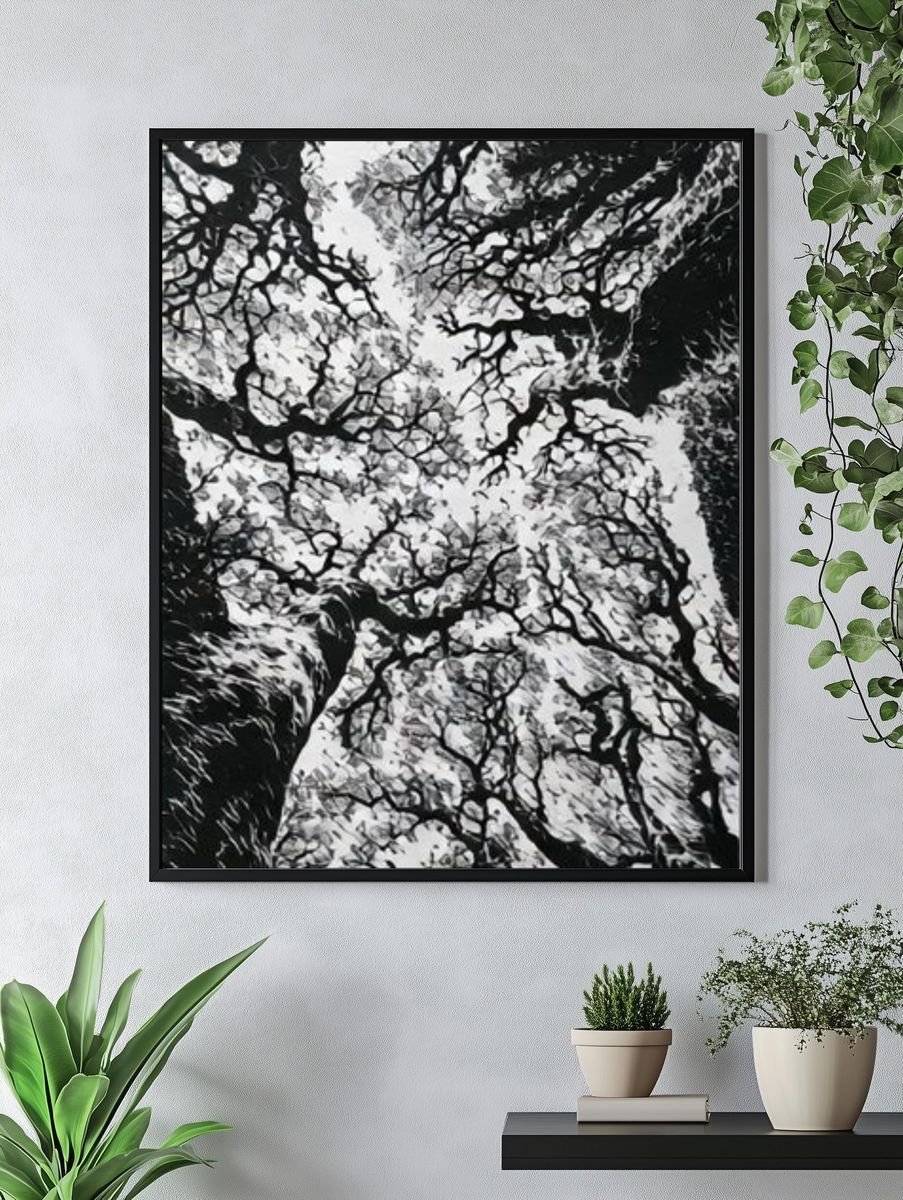 Canopy of Bare Trees Photography Poster. — room view 4