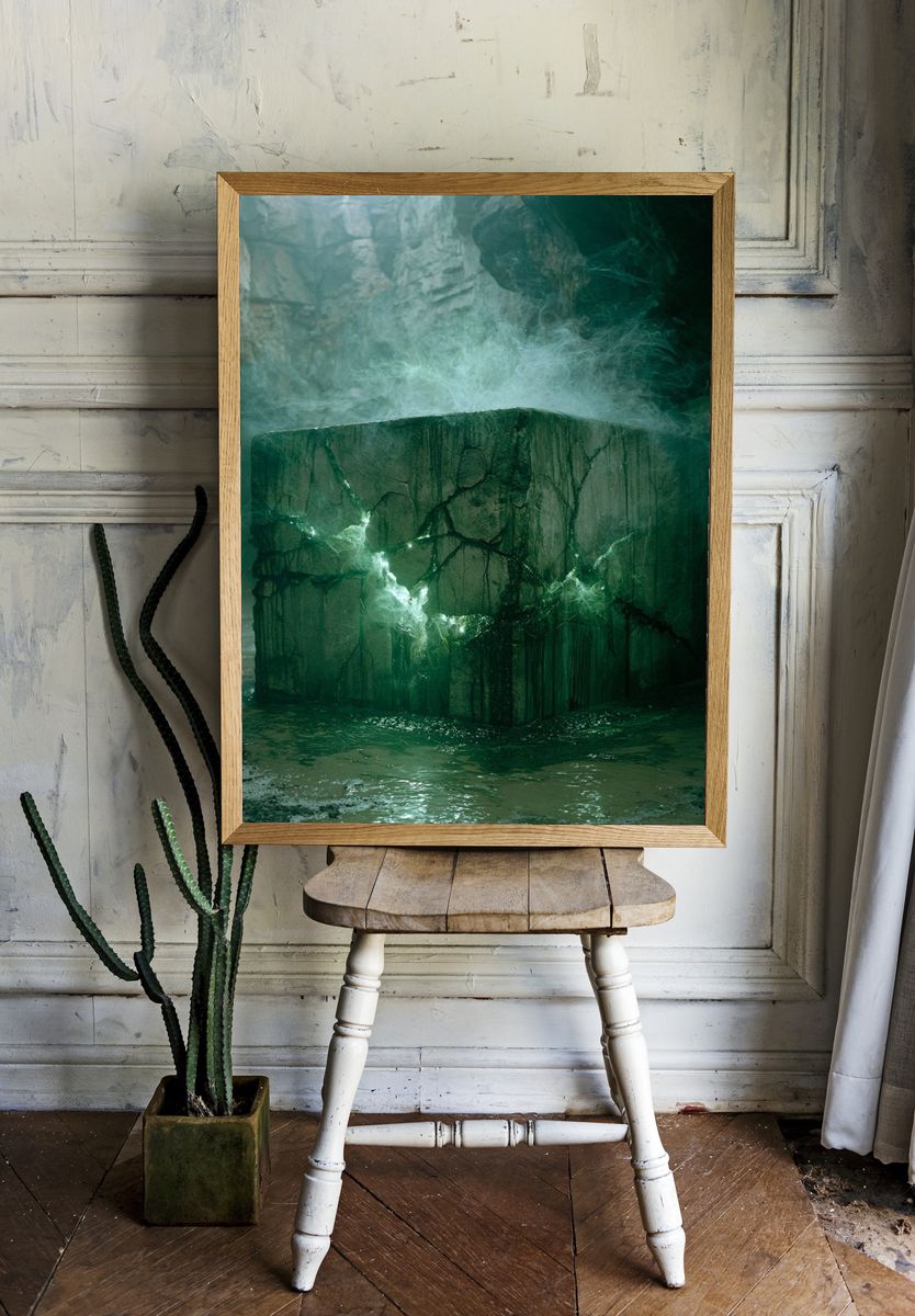 Emerald Stone Cavern Print. room preview