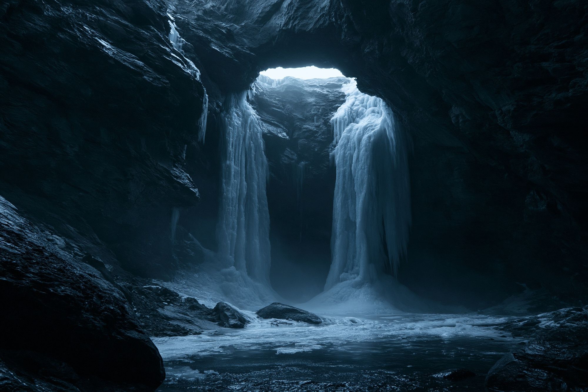 Frozen Ice Cave Landscape Poster. poster — nature art