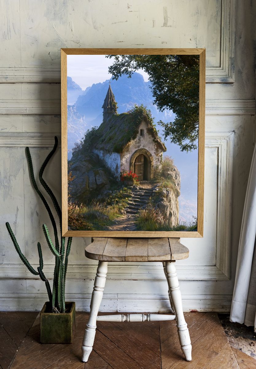 Mountain Chapel Landscape Poster. — room view 1