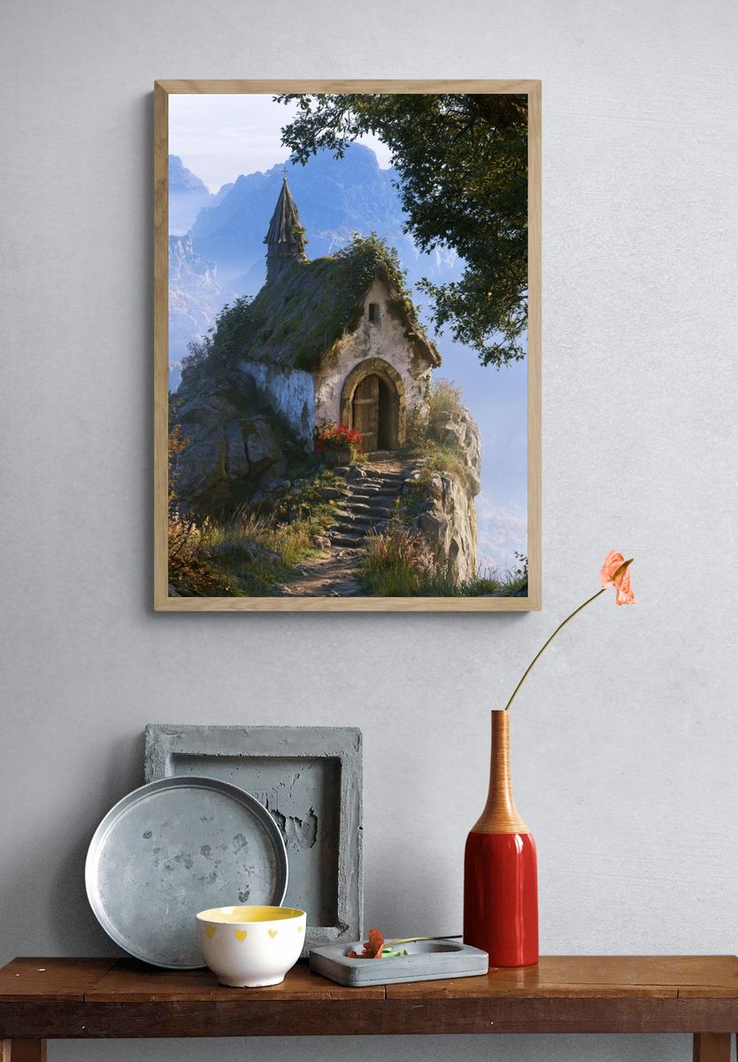 Mountain Chapel Landscape Poster. — room view 3