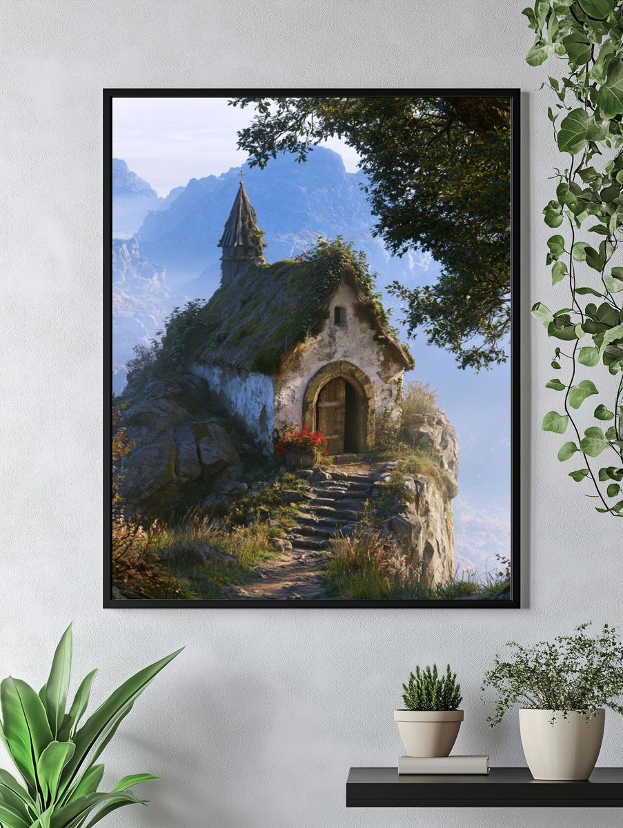 Mountain Chapel Landscape Poster. — room view 4