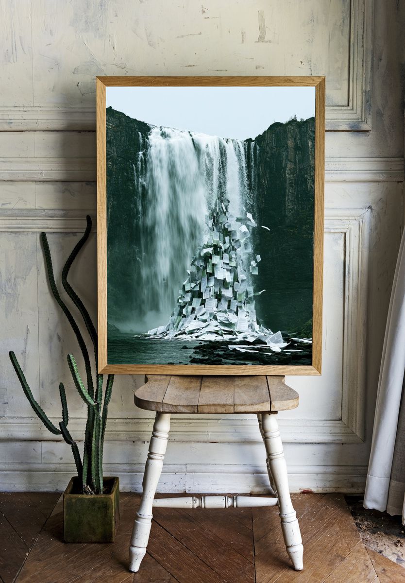 Waterfall Paper Cascade Print. room preview