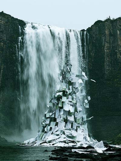 Waterfall Paper Cascade Print. poster