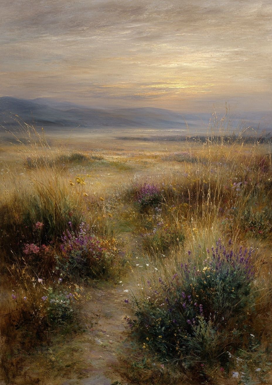 Sunlit Meadow Landscape Print. poster — nature art