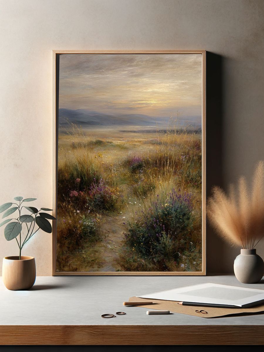 Sunlit Meadow Landscape Print. — room view 2