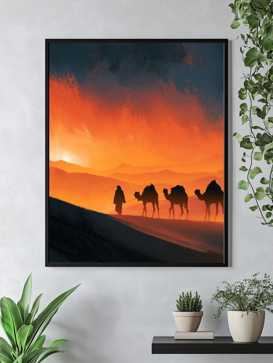 Desert Caravan Sunset Poster. — room view 4