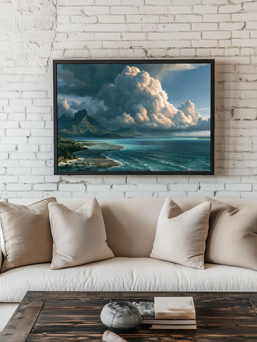 Tropical Storm Coastline Landscape Print. room preview