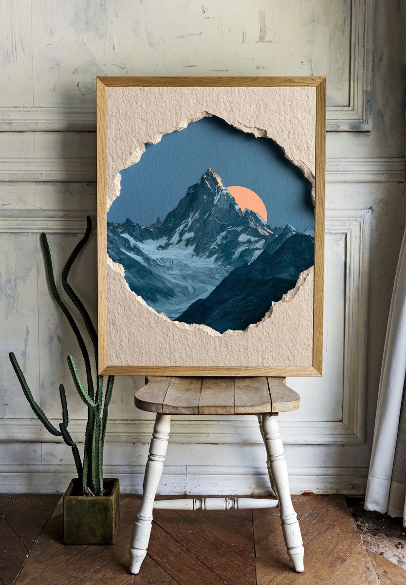 Mountain Sunset Collage Poster. — room view 1