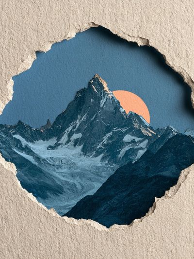 Mountain Sunset Collage Poster. poster