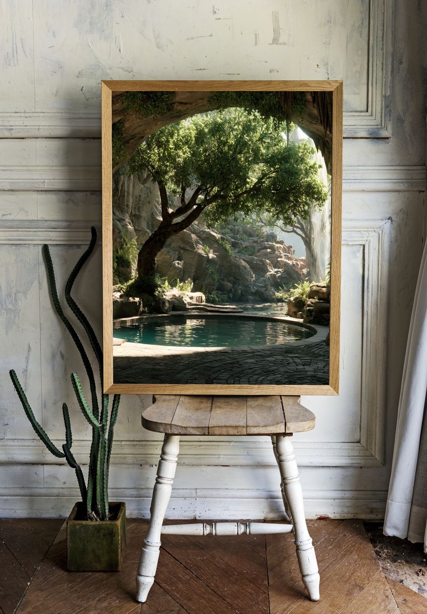 Hidden Jungle Pool Nature Print. — room view 1