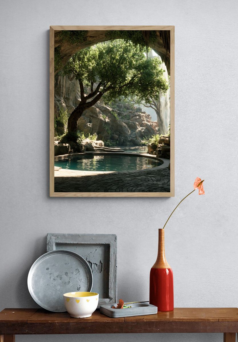 Hidden Jungle Pool Nature Print. — room view 3