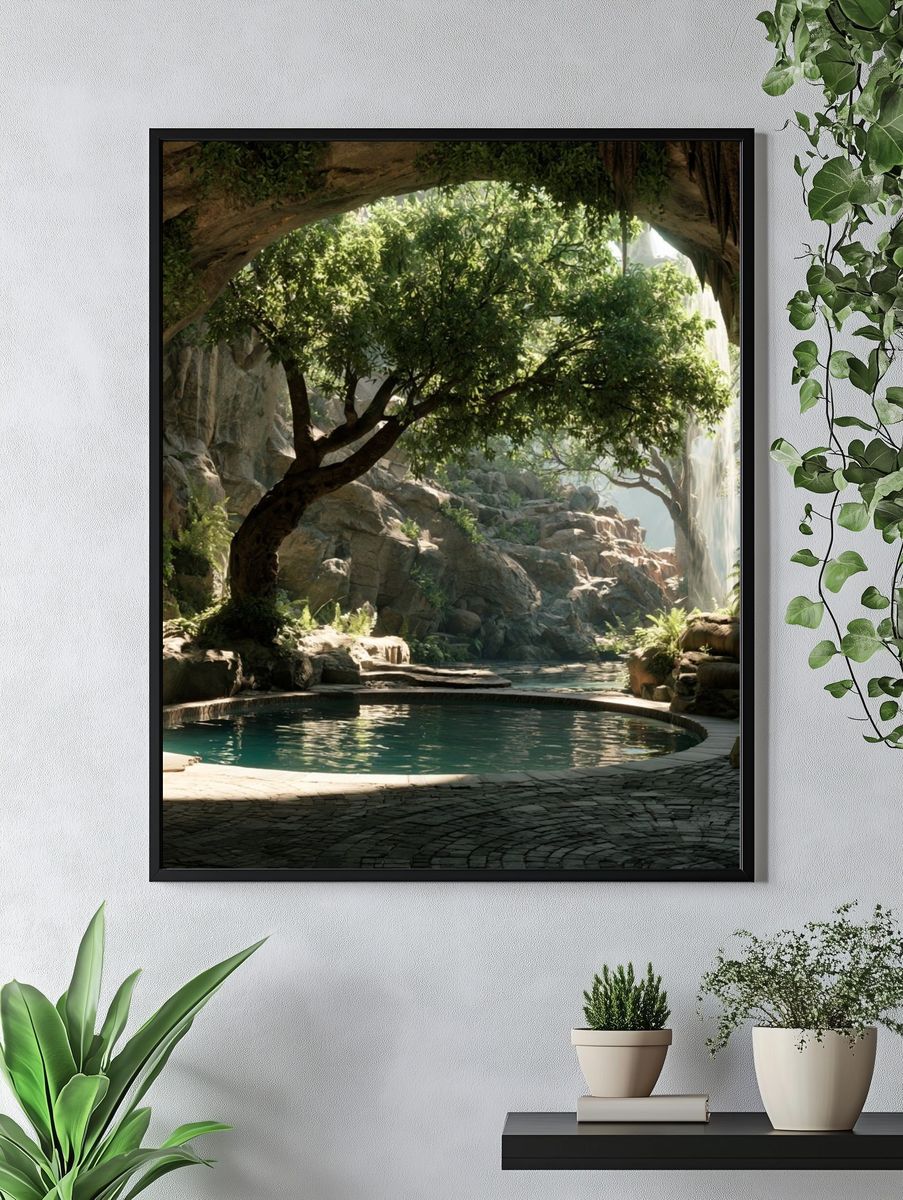 Hidden Jungle Pool Nature Print. — room view 4