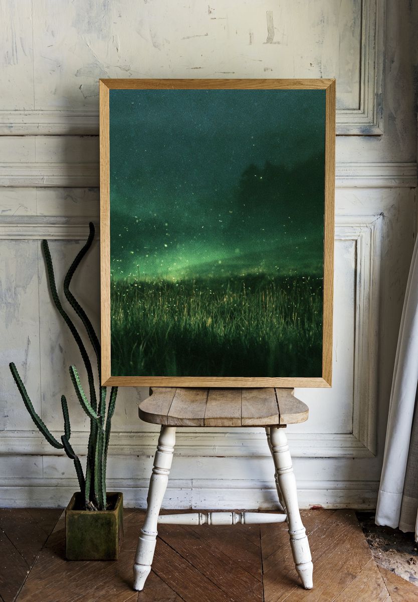 Firefly Meadow Night Poster. room preview
